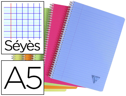 CAHIER CLAIREFONTAINE LINICOLOR RELIURE INTÉGRALE ASSORTIMENT FRESH A5 14,8X21CM 100 PAGES 90G SÉYÈS