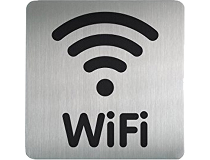 PICTOGRAMME CARR DURABLE WIFI GRAND FORMAT EN ACIER BROSS INOXYDABLE PASTILLE ADHSIVE AU DOS 156X2.65X175MM