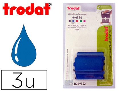 RECHARGE TAMPON TRODAT 4914/4912T/4952/4992 BLEU BLISTER DE  3 UNITES