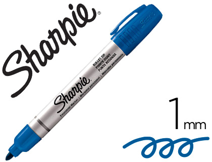 MARQUEUR SHARPIE PERMANENT POINTE OGIVE FINE TRACÉ 1MM CORPS MÉTAL COLORIS BLEU