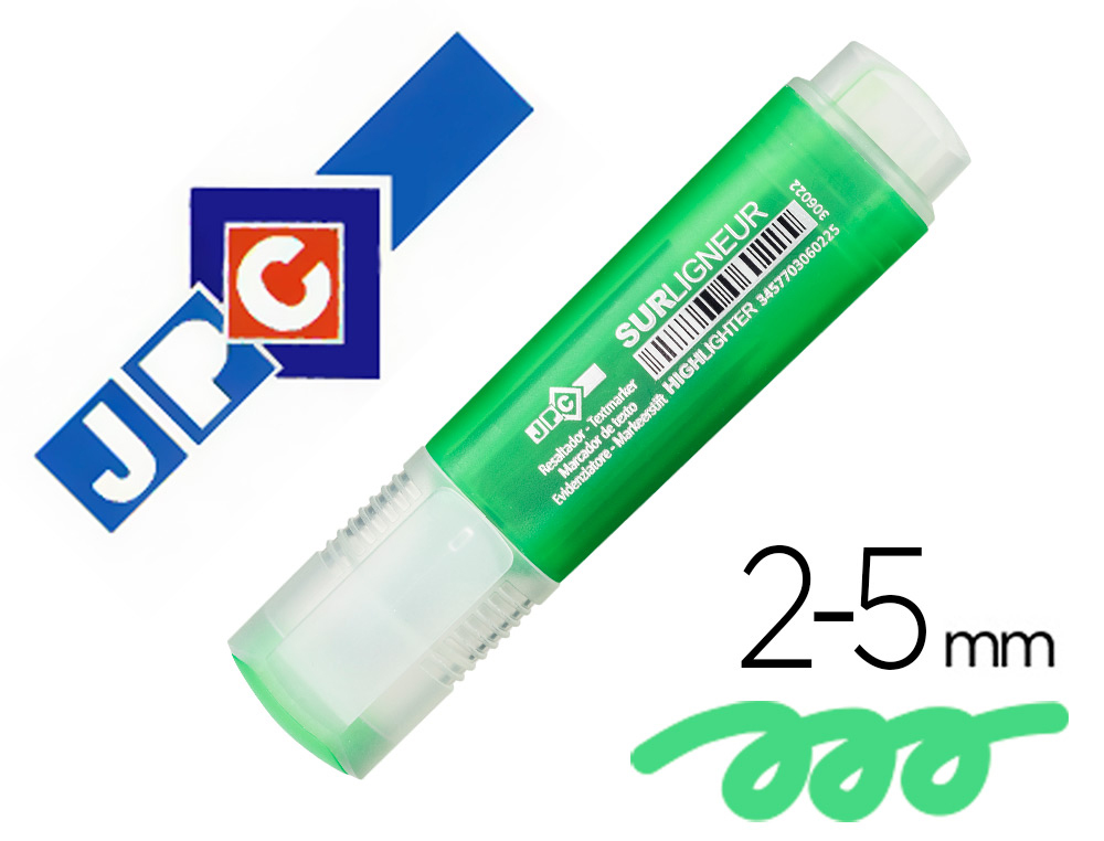 SURLIGNEUR JPC POINTE LARGE BISEAUTE TRAIT 2/5MM COLORIS VERT