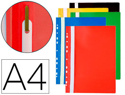 CHEMISE DOSSIER Q-CONNECT  FASTENER PVC PERFORE A4 COLORIS ASSORTIS SACHET 10 UNITS
