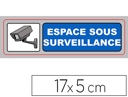 PLAQUE SIGNALISATION VISO SIGN PVC AUTO-ADHESIVE ESPACE SOUS SURVEILLANCE 17X5CM