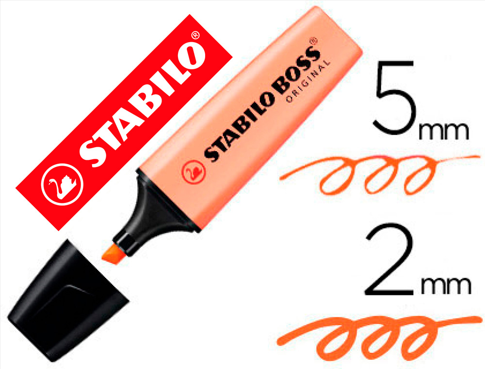 SURLIGNEUR STABILO BOSS PASTEL TRAC 2/5MM POINTE BISEAUTE ENCRE UNIVERSELLE BASE EAU RSISTANTE LUMIRE TEINTE PCHE