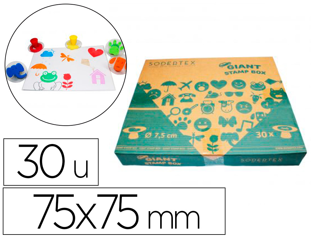 TAMPONS EN MOUSSE EVA SODERTEX THEME MON PETIT      QUOTIDIEN 30 PCS DIAM. 75MM   AVEC POIGNEE