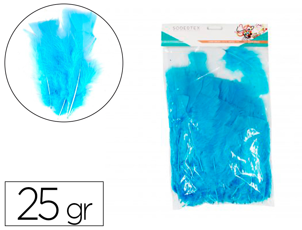 PLUMES DE DINDE SODERTEX UNICOLORE 25G 12 A 18 CM      COLORIS BLEU