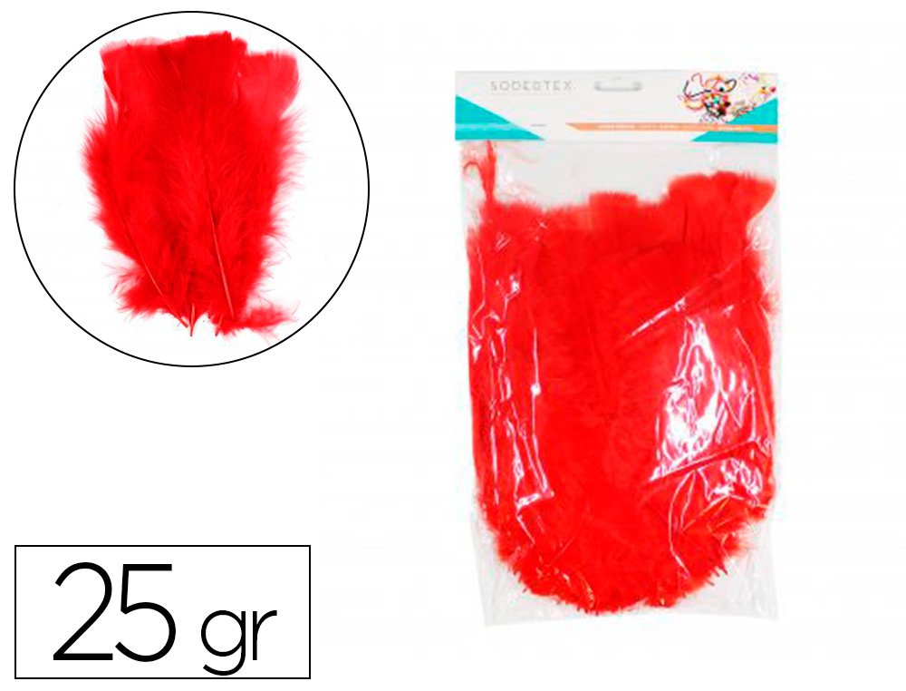 PLUMES DE DINDE SODERTEX UNICOLORE 25G 12 A 18 CM      COLORIS ROUGE