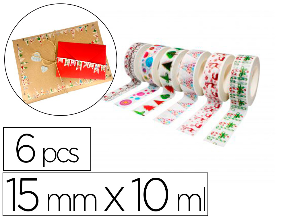 RUBANS ADHESIFS SODERTEX THEME NOEL 15MM X 10ML 6 PCS