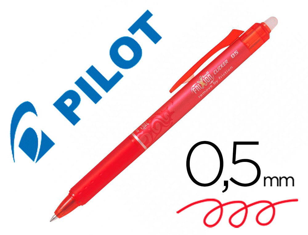 ROLLER PILOT FRIXION BALL CLICKER ENCRE GEL POINTE FINE COLORIS ROUGE