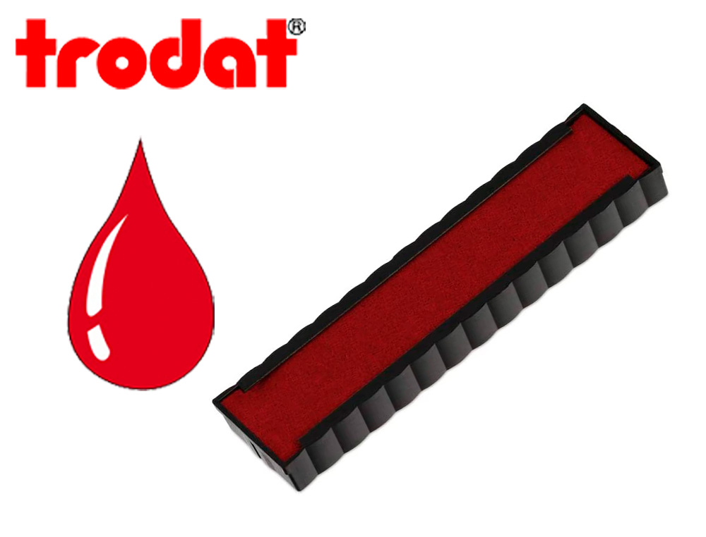CASSETTE ENCRAGE TRODAT 6/4916B POUR TAMPON ENCREUR PRINTY 4916 TAILLE EMPREINTE 70X10MM COLORIS ROUGE