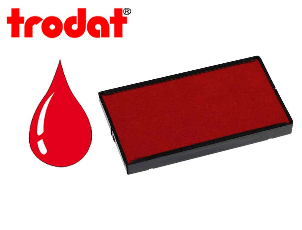 CASSETTE ENCRAGE TRODAT 6/4926C POUR TAMPON ENCREUR PRINTY 4926/4726 TAILLE EMPREINTE 75X38MM COLORIS ROUGE