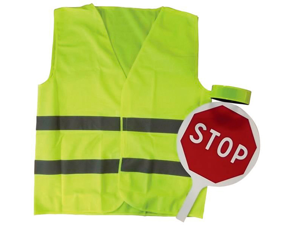 KIT DE SCURIT STOP COLE SIGNALETIQUE BIZ 2 PANNEAUX   ALUMINIUM 1 STOP 1 FOND VERT  1 GILET DE SECURITE JAUNE