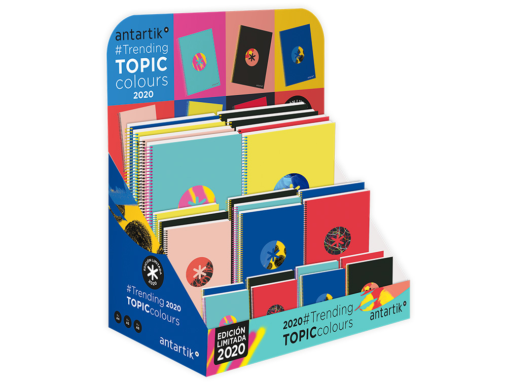 PRESENTOIR DE COMPTOIR MIXTE 24 CAHIERS ANTARTIK TRENDING  TOPIC 2020 FORMAT A4 A5 A6