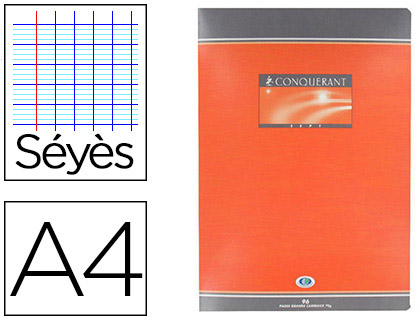 CAHIER PIQU CONQURANT SEPT COUVERTURE OFFSET A4 21X29,7CM 96 PAGES 70G SYS