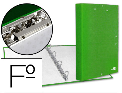 CLASSEUR LIDERPAPEL 4 ANNEAUX RONDS 25MM A4+ CARTON REMBORD PAPER COAT MINICLIP ET RABATS COLORIS VERT
