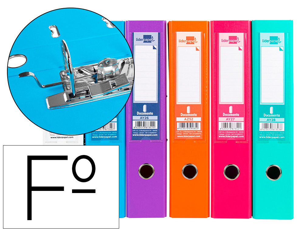 CLASSEUR LEVIER LIDERPAPEL DOCUMENTA A4+ CARTON REMBORDE DOS 75MM RADO METALLIQUE      COLORIS ASSORTIS TRENDING