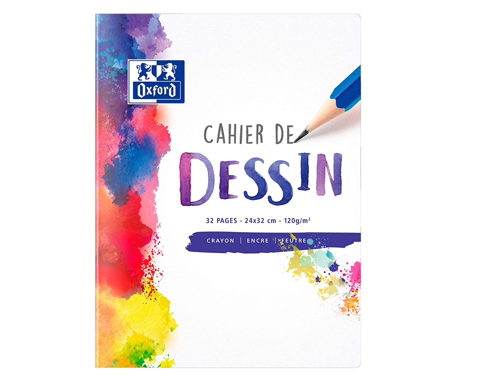 CAHIER DESSIN OXFORD COUVERTURE POLYPROPYLÈNE A4+ 24X32CM 32 PAGES 120G