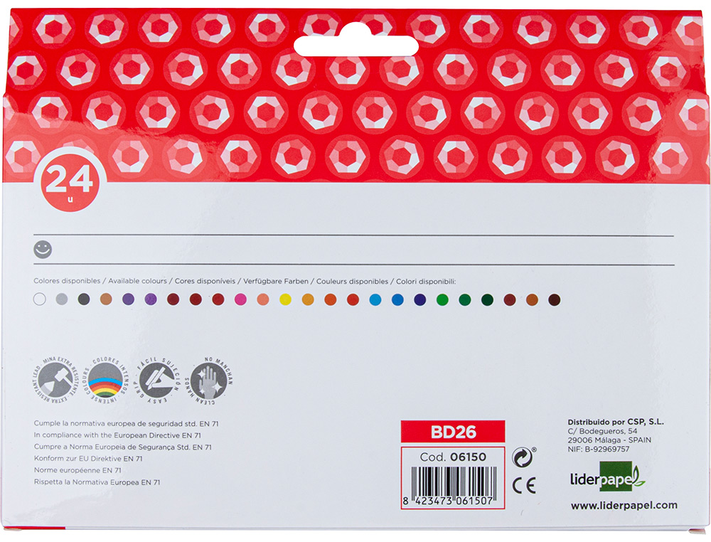 CRAYON CIRE LIDERPAPEL 115MM RSISTANT NON SALISSANT EFFAABLE TUI CARTON 24 UNITS