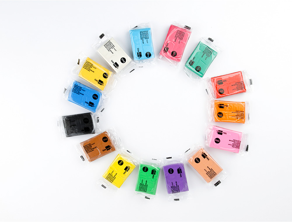 PÂTE À MODELER LIDERPAPEL VÉGÉTALE 15 COLORIS ASSORTIS ASSORTIMENT 30 PAINS DE 50G