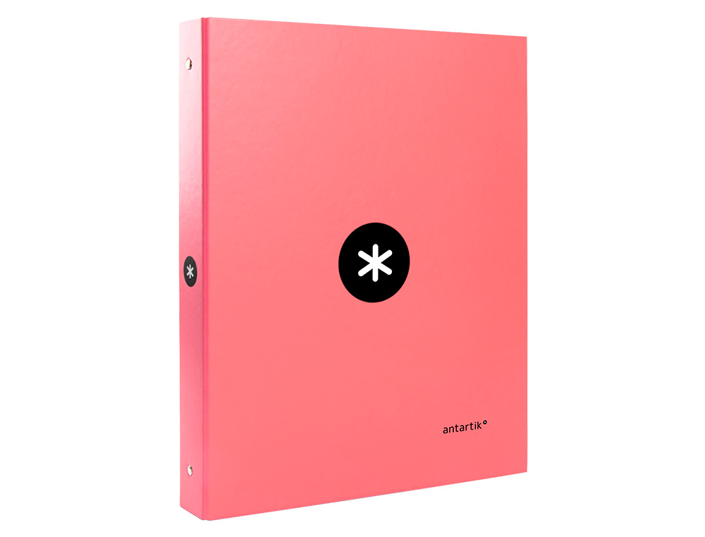 CLASSEUR ANTARTIK 4 ANNEAUX RONDS 25MM A4 CARTON REMBORDÉ COLORIS CORAIL