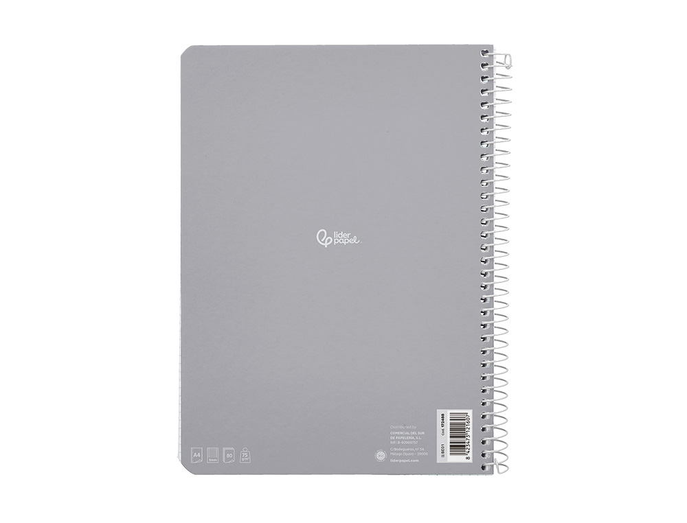 CAHIER SPIRALE LIDERPAPEL SERIE SMART COUVERTURE CARTONNEE A4 21X29,7CM 80F 60G/M2 5X5MM COIL-LOCK