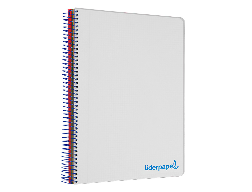 CAHIER SPIRALE LIDERPAPEL A4 MICRO WONDER 240 PAGES 90G    5X5MM 4 TROUS 5 BANDES        COULEURS GRIS