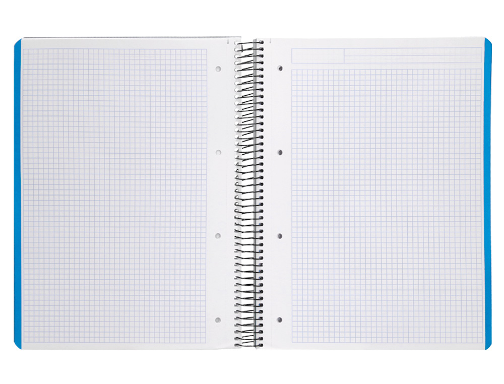 CAHIER SPIRALE LIDERPAPEL A4 MICRO WONDER 240 PAGES 90G    5X5MM 4 TROUS 5 BANDES        COULEURS GRIS