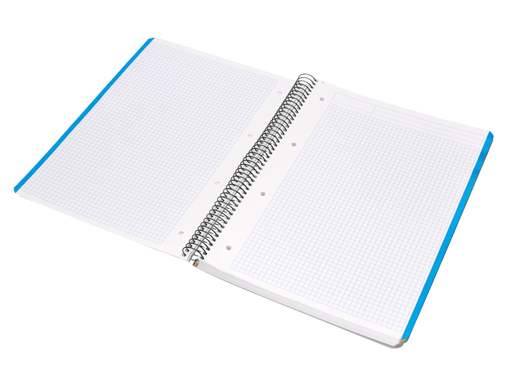 CAHIER SPIRALE LIDERPAPEL A4 MICRO WONDER 240 PAGES 90G    5X5MM 4 TROUS 5 BANDES        COULEURS GRIS