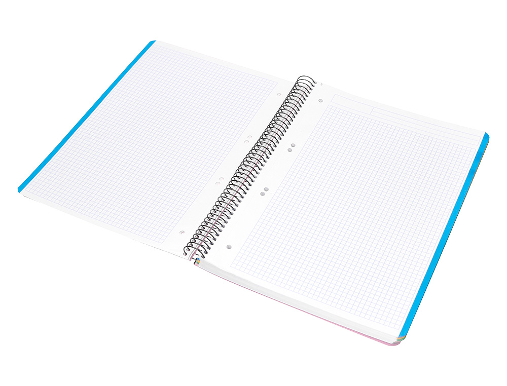 CAHIER SPIRALE LIDERPAPEL A5 MICRO WONDER 240 PAGES 90G    5X5MM 6 TROUS 5 BANDES        COULEURS ROSE