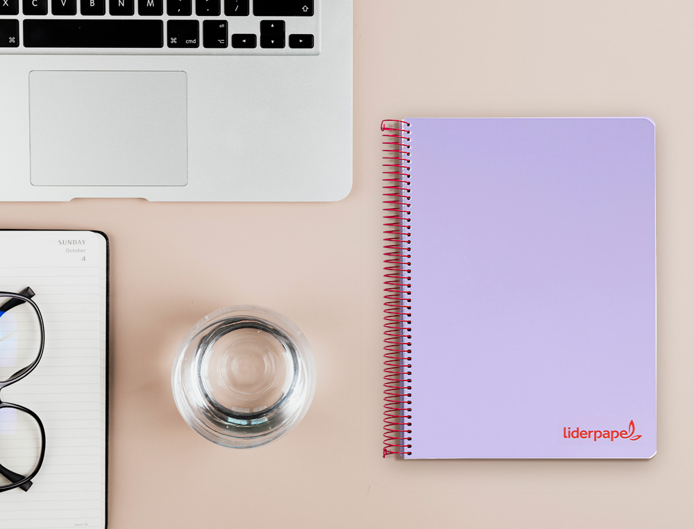 CAHIER SPIRALE LIDERPAPEL A5 MICRO WONDER 240 PAGES 90G    5X5MM 6 TROUS 5 BANDES        COULEURS VIOLET