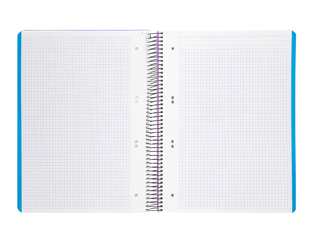 CAHIER SPIRALE LIDERPAPEL A5 MICRO WONDER 240 PAGES 90G    5X5MM 6 TROUS 5 BANDES        COULEURS VIOLET