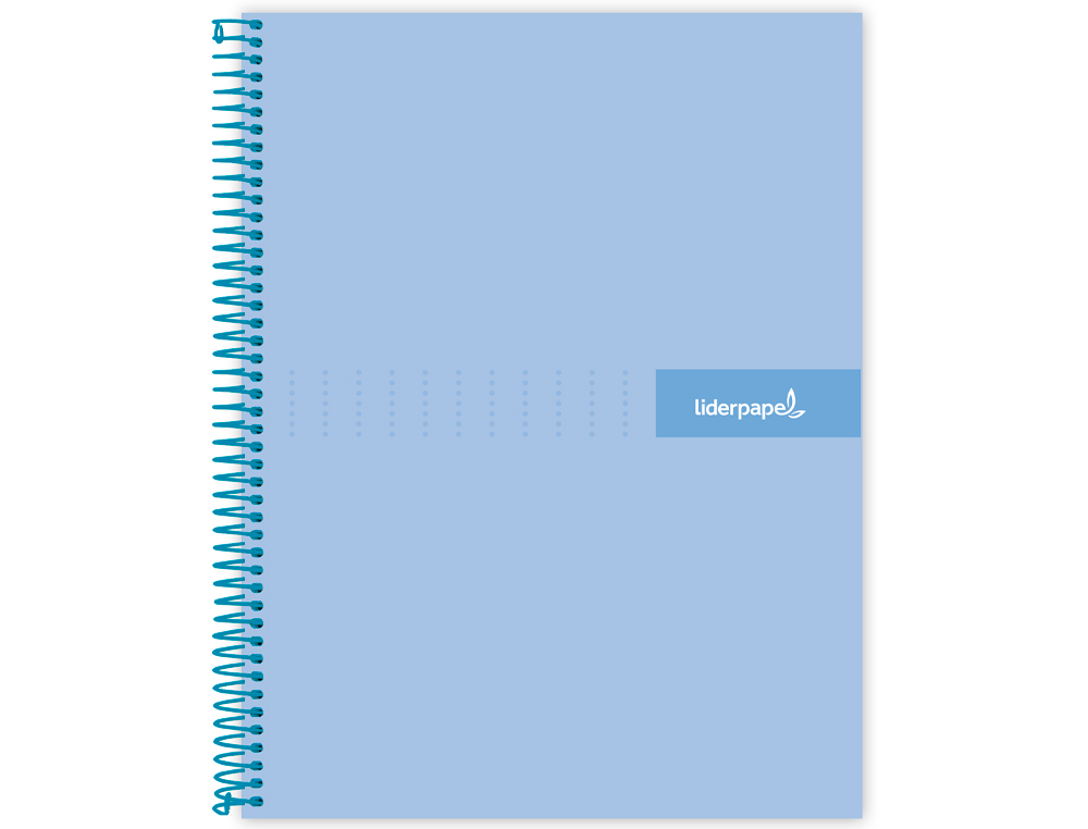CAHIER SPIRALE LIDERPAPEL CRAFTY COUVERTURE CONTRECOLLE A5 240P 90G/M2 5X5MM MICROPERFOR 6 TROUS COLORIS BLEU CIEL