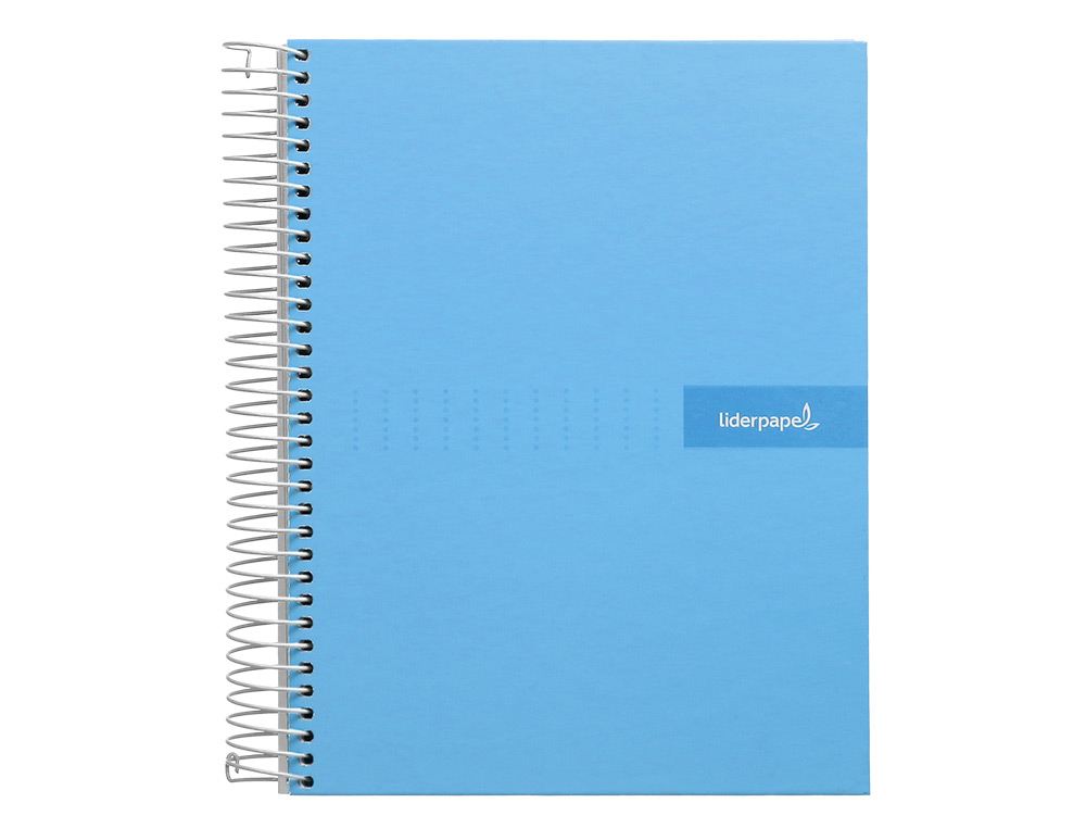 CAHIER SPIRALE LIDERPAPEL CRAFTY COUVERTURE CONTRECOLLE A5 240P 90G/M2 5X5MM MICROPERFOR 6 TROUS COLORIS BLEU CIEL