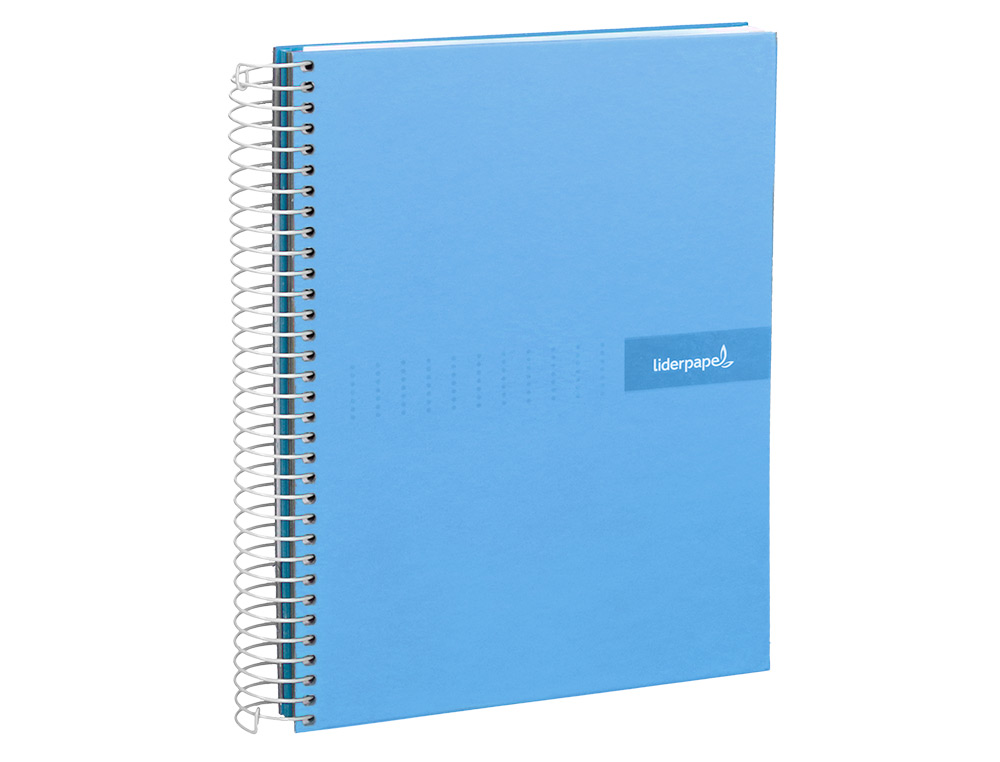 CAHIER SPIRALE LIDERPAPEL CRAFTY COUVERTURE CONTRECOLLE A5 240P 90G/M2 5X5MM MICROPERFOR 6 TROUS COLORIS BLEU CIEL