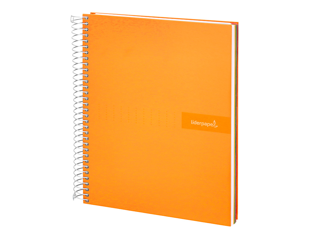 CAHIER SPIRALE LIDERPAPEL CRAFTY COUVERTURE CONTRECOLLE A5 240P 90G/M2 5X5MM MICROPERFOR6 TROUS COLORIS ORANGE