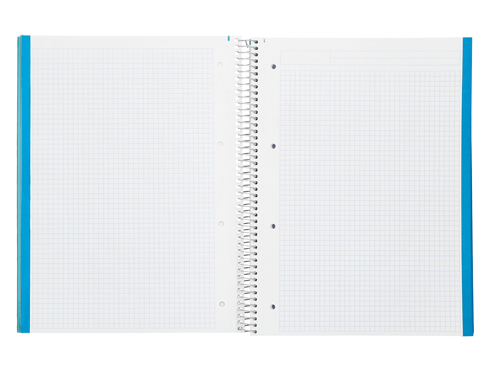 CAHIER SPIRALE LIDERPAPEL JOLLY COUVERTURE CONTRECOLLE A4 280P 75G/M2 5X5MM MICROPERFOR 4 TROUS COLORIS BLEU CIEL
