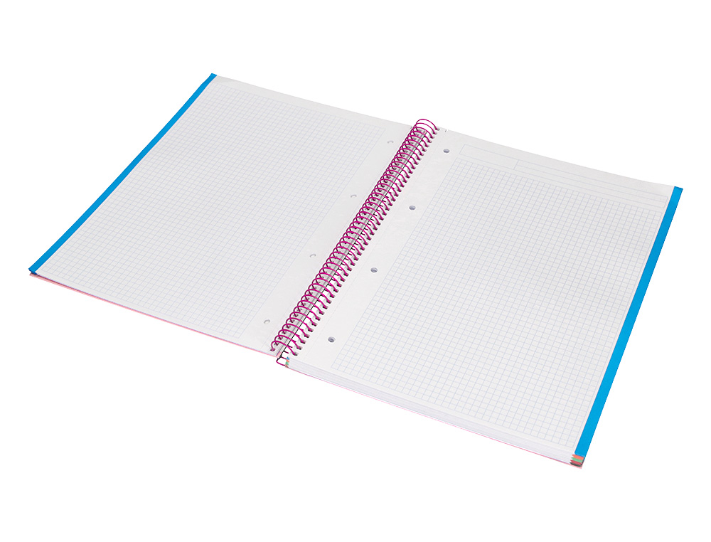 CAHIER SPIRALE LIDERPAPE JOLLYCOUVERTURE CONTRECOLLE A4 280P 75G/M2 5X5MM MICROPERFOR 4 TROUS COLORIS ROSE
