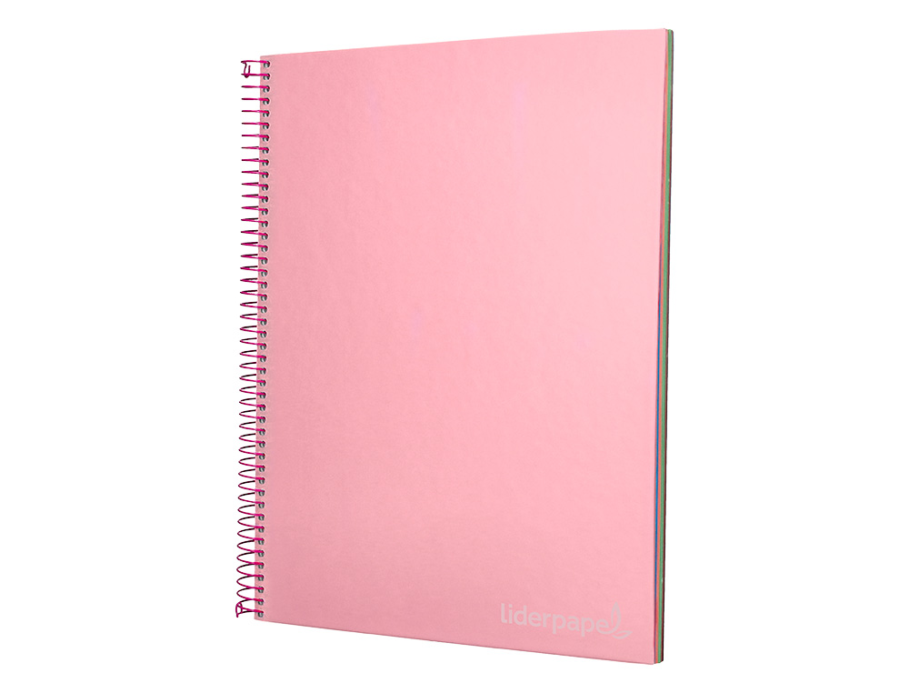 CAHIER SPIRALE LIDERPAPE JOLLYCOUVERTURE CONTRECOLLE A4 280P 75G/M2 5X5MM MICROPERFOR 4 TROUS COLORIS ROSE