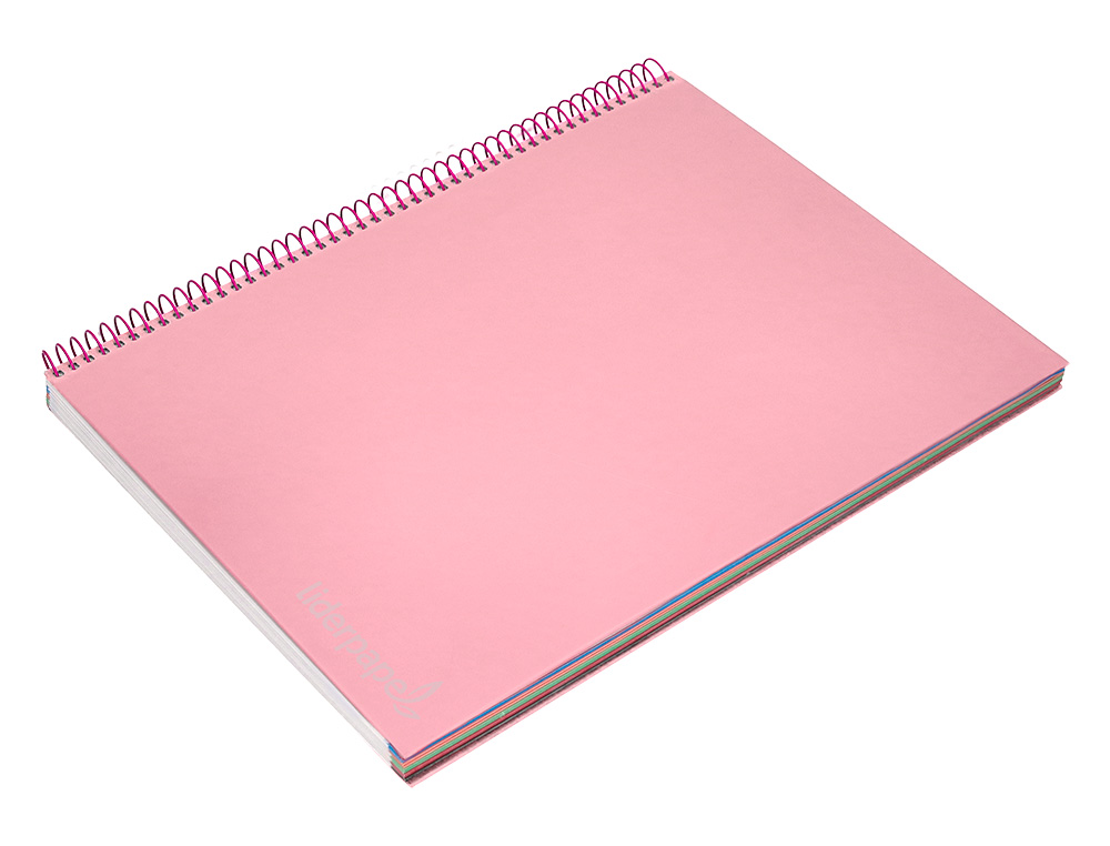 CAHIER SPIRALE LIDERPAPE JOLLYCOUVERTURE CONTRECOLLE A4 280P 75G/M2 5X5MM MICROPERFOR 4 TROUS COLORIS ROSE