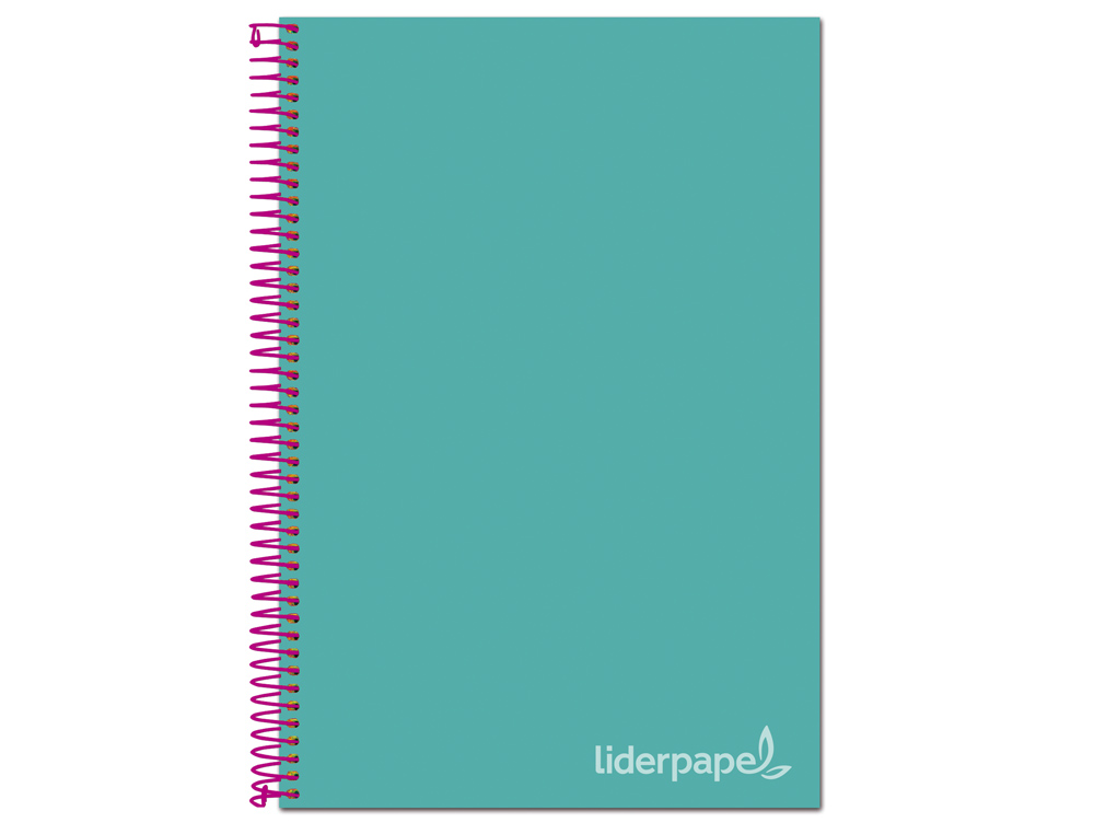 CAHIER SPIRALE LIDERPAPEL JOLLY COUVERTURE CONTRECOLLE A4 280P 75G/M2 5X5MM MICROPERFOR 4 TROUS COLORIS TURQUOISE
