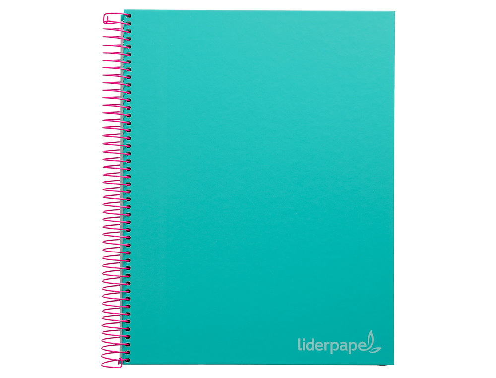 CAHIER SPIRALE LIDERPAPEL JOLLY COUVERTURE CONTRECOLLE A4 280P 75G/M2 5X5MM MICROPERFOR 4 TROUS COLORIS TURQUOISE