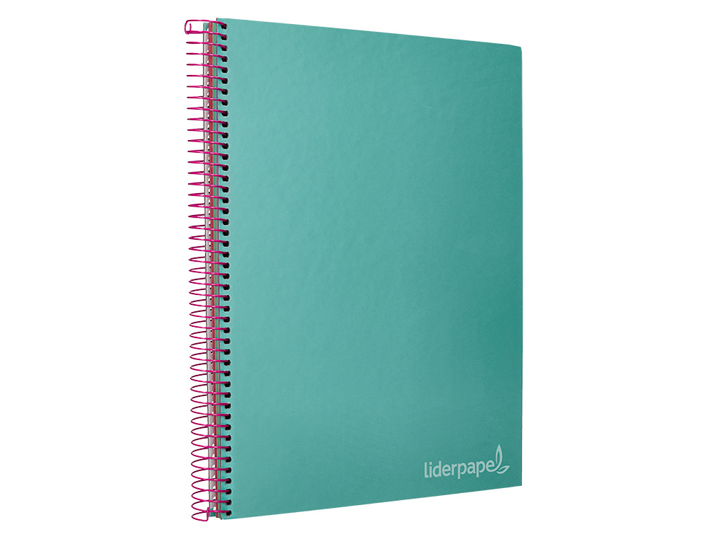 CAHIER SPIRALE LIDERPAPEL JOLLY COUVERTURE CONTRECOLLE A4 280P 75G/M2 5X5MM MICROPERFOR 4 TROUS COLORIS TURQUOISE