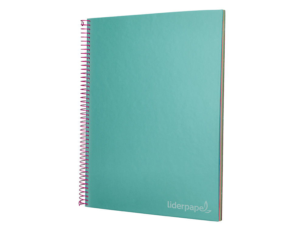 CAHIER SPIRALE LIDERPAPEL JOLLY COUVERTURE CONTRECOLLE A4 280P 75G/M2 5X5MM MICROPERFOR 4 TROUS COLORIS TURQUOISE