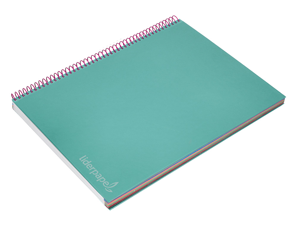 CAHIER SPIRALE LIDERPAPEL JOLLY COUVERTURE CONTRECOLLE A4 280P 75G/M2 5X5MM MICROPERFOR 4 TROUS COLORIS TURQUOISE