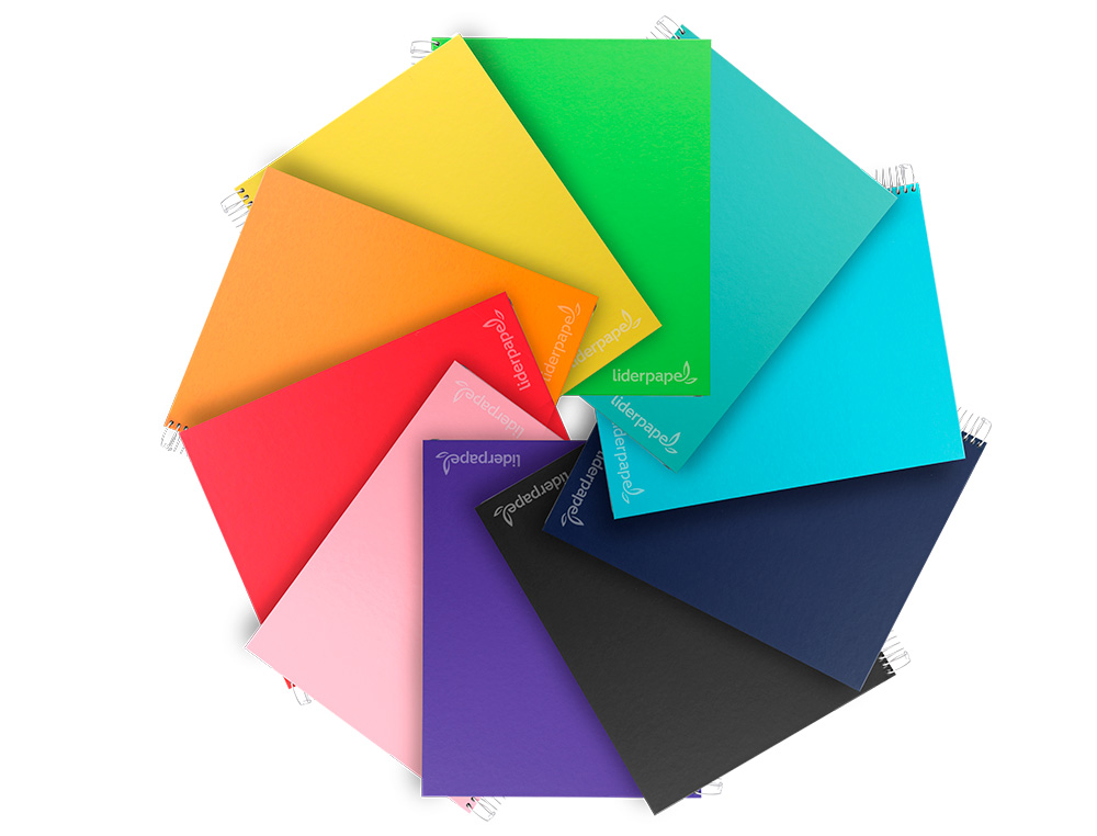 CAHIER SPIRALE LIDERPAPEL JOLLY COUVERTURE CONTRECOLLE A5 280P 75G/M2 5X5MM MICROPERFOR 6 TROUS COLORIS ASSORTIS