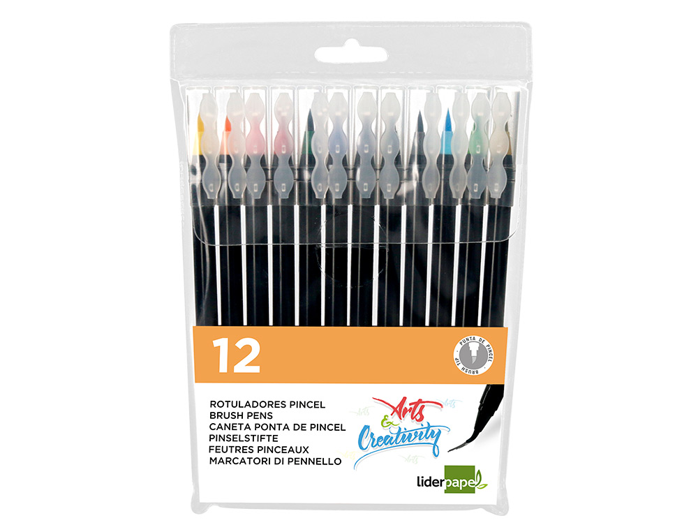 FEUTRE LIDERPAPEL POINTE PINCEAU EXTRA SOUPLE COULEUR ASSORTIES POCHETTE 12 U