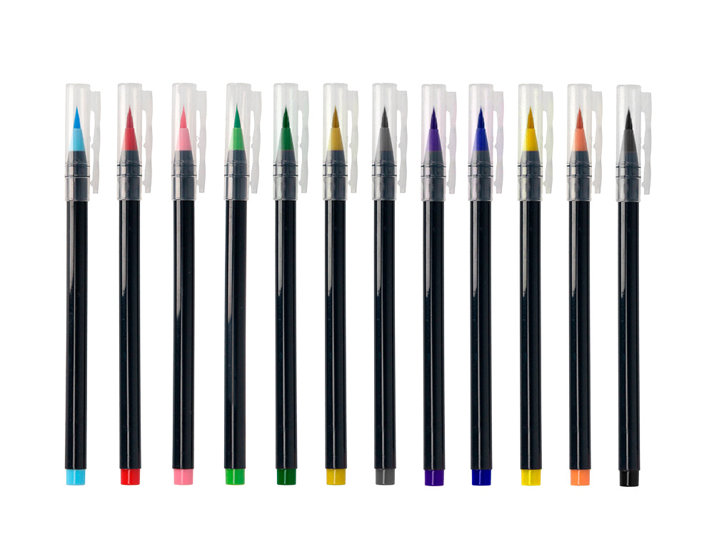 FEUTRE LIDERPAPEL POINTE PINCEAU EXTRA SOUPLE COULEUR ASSORTIES POCHETTE 12 U