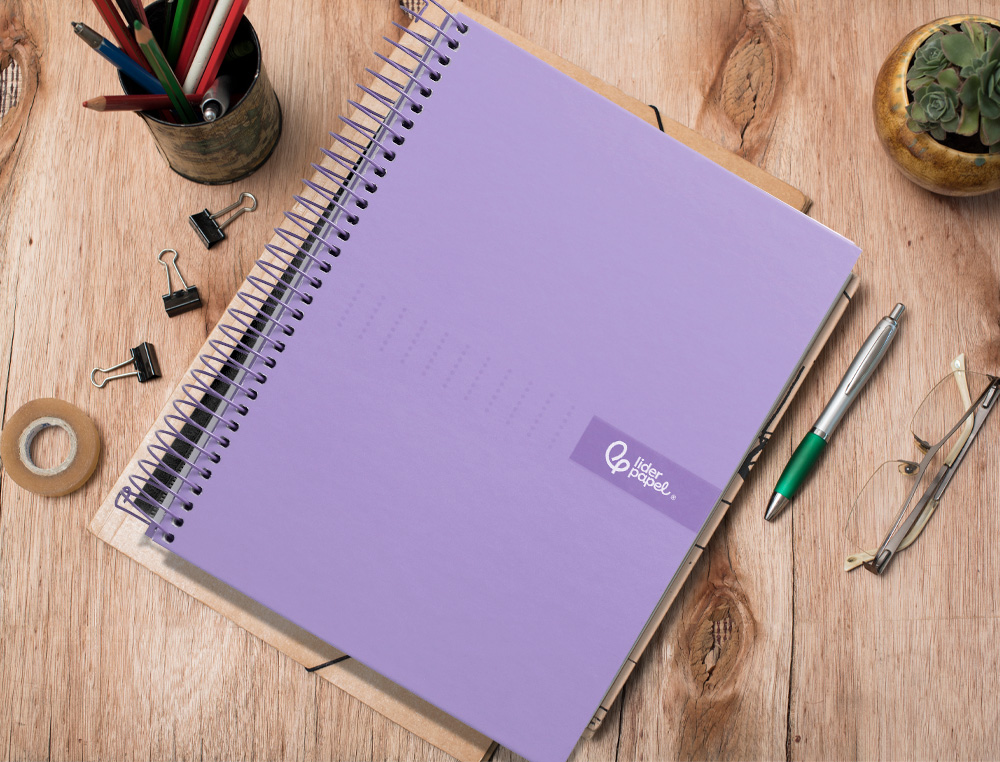 CAHIER SPIRALE LIDERPAPEL CRAFTY COUVERTURE CONTRECOLLE A4 240P 90G/M2 5X5MM MNICROPERFOR 4 TROUS COLORIS VIOLET