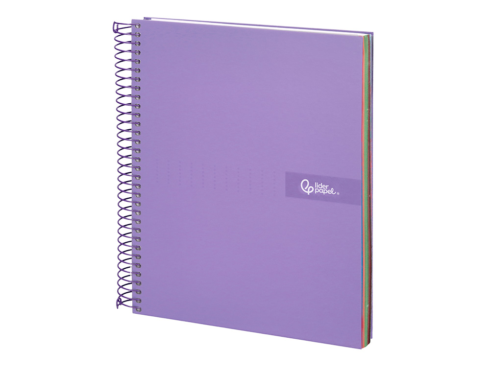 CAHIER SPIRALE LIDERPAPEL CRAFTY COUVERTURE CONTRECOLLE A4 240P 90G/M2 5X5MM MNICROPERFOR 4 TROUS COLORIS VIOLET