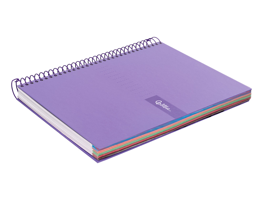 CAHIER SPIRALE LIDERPAPEL CRAFTY COUVERTURE CONTRECOLLE A4 240P 90G/M2 5X5MM MNICROPERFOR 4 TROUS COLORIS VIOLET